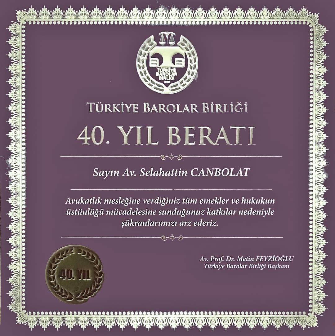 Hukukta 40.yıl sertifikamız